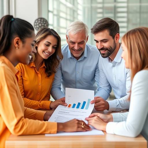 A diverse team collaborating around a table, discussing financial strategies and saving plans.
