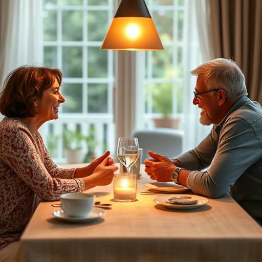 Image of a family discussing finances around a table.