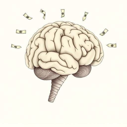 Image representing mindful spending with a brain and money.